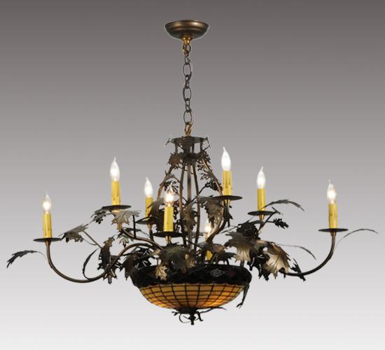 42" Wide Greenbriar Oak 8 Arm Chandelier