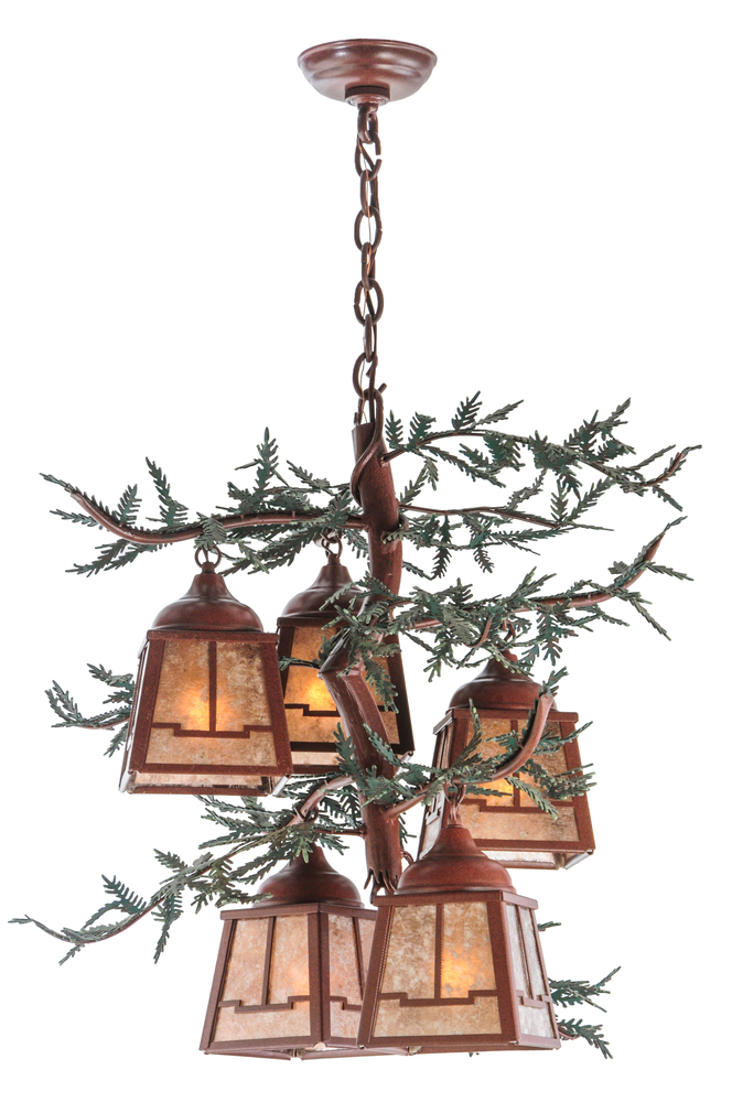 28"W Pine Branch Valley View 5 LT Chandelier