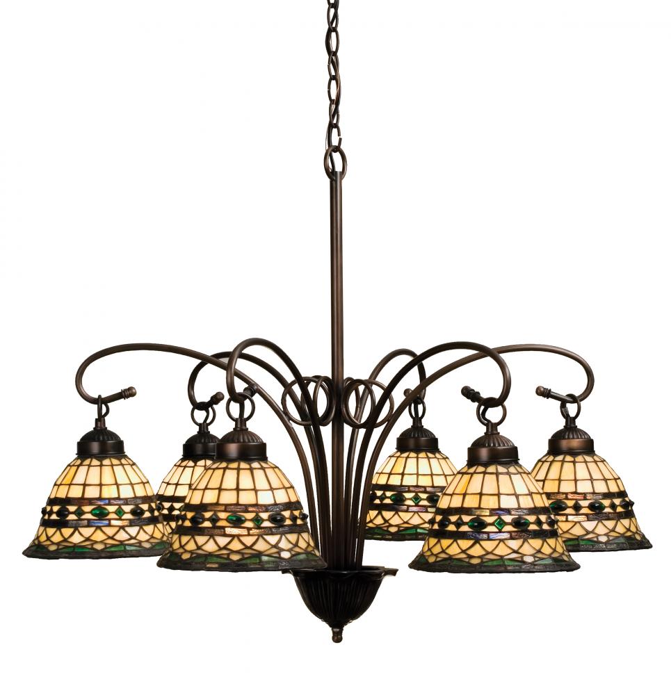 31"W Tiffany Roman 6 LT Chandelier