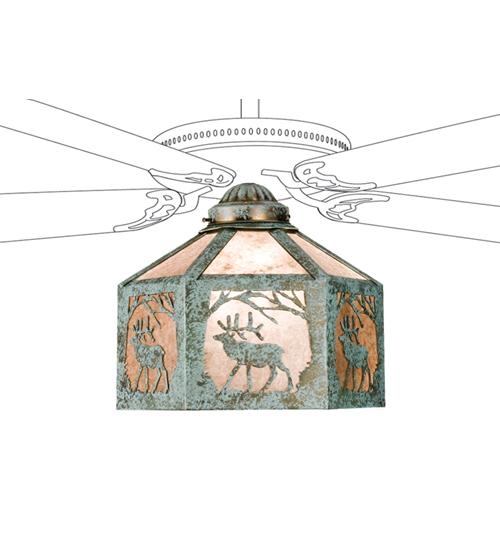 13"W Lone Elk Fan Light Shade