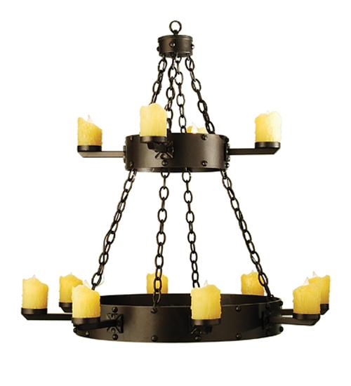 37"W Kingston 12 LT Two Tier Chandelier