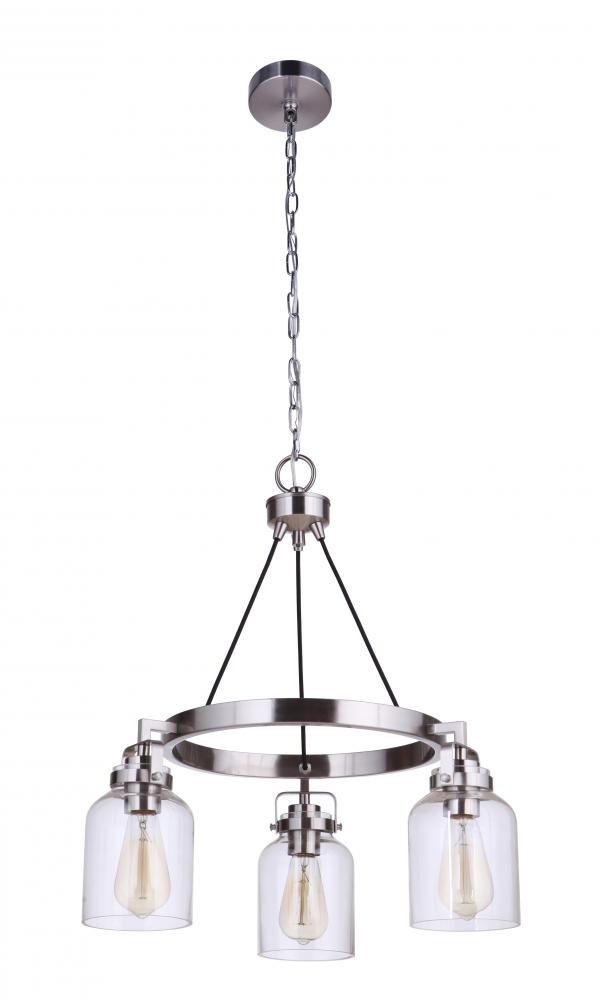 Foxwood 3 Light Chandelier in Brushed Polished Nickel