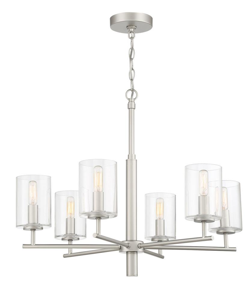 Hailie 6 Light Chandelier in Satin Nickel : 55626-SN | Unique Lighting