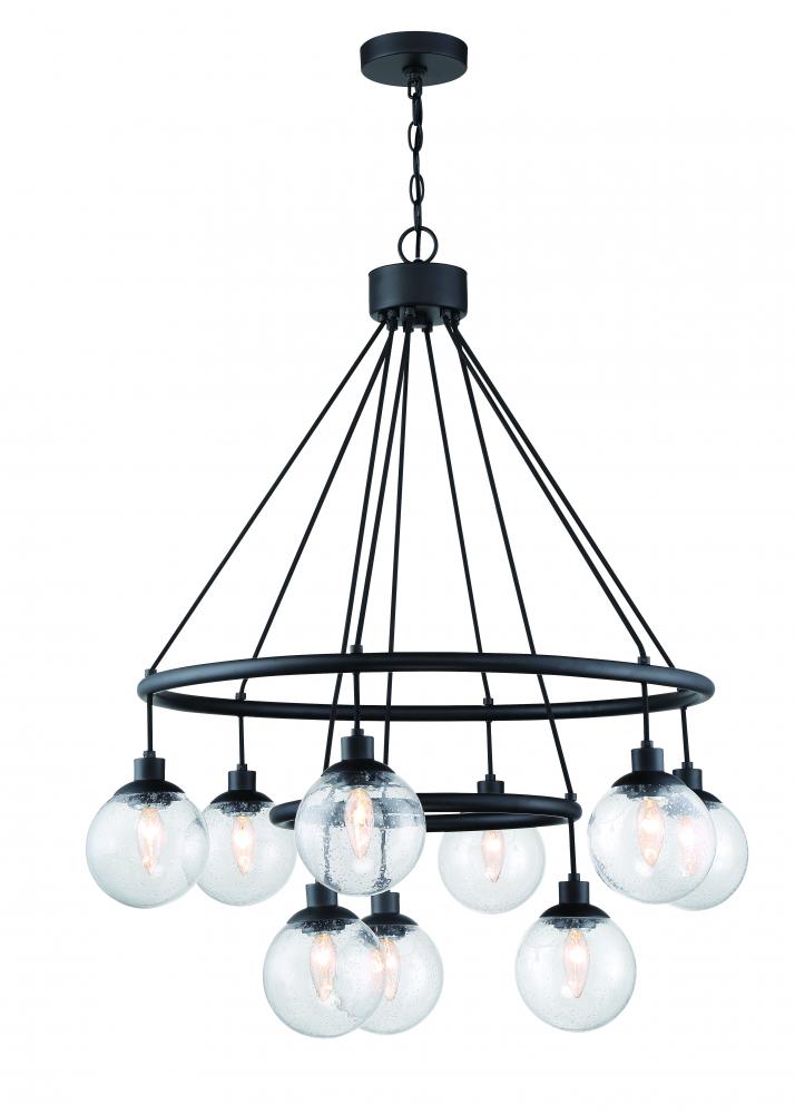 Que 9 Light Chandelier in Flat Black