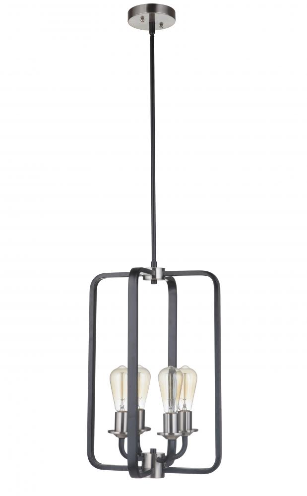 Randolph 4 Light Foyer in Flat Black/Brushed Polished Nickel