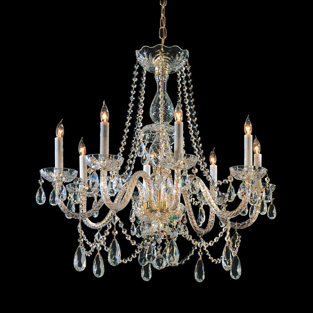 Traditional Crystal 8 Light Hand Cut Crystal Polished Brass
