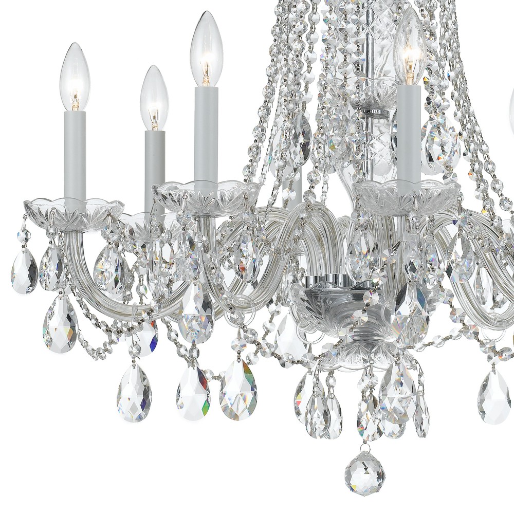 Traditional Crystal 8 Light Hand Cut Crystal Polished Brass Chandelier :  1128-PB-CL-MWP