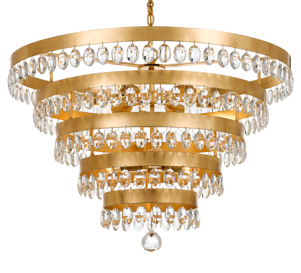 Perla 9 Light Antique Gold Chandelier