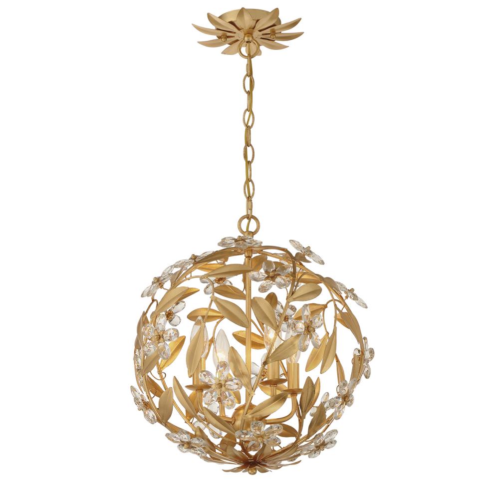 Marselle 4 Light Antique Gold Mini Pendant