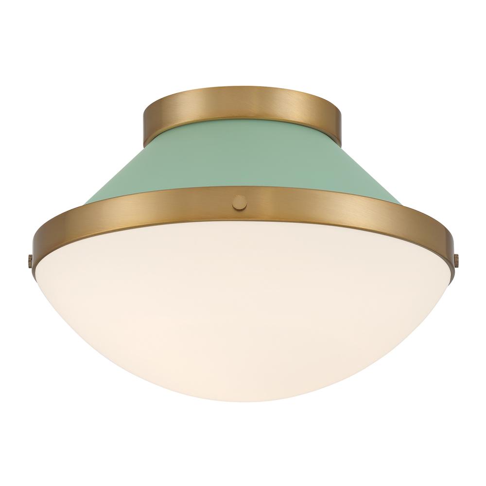 Xander 1 Light Vibrant Gold + Green Flush Mount