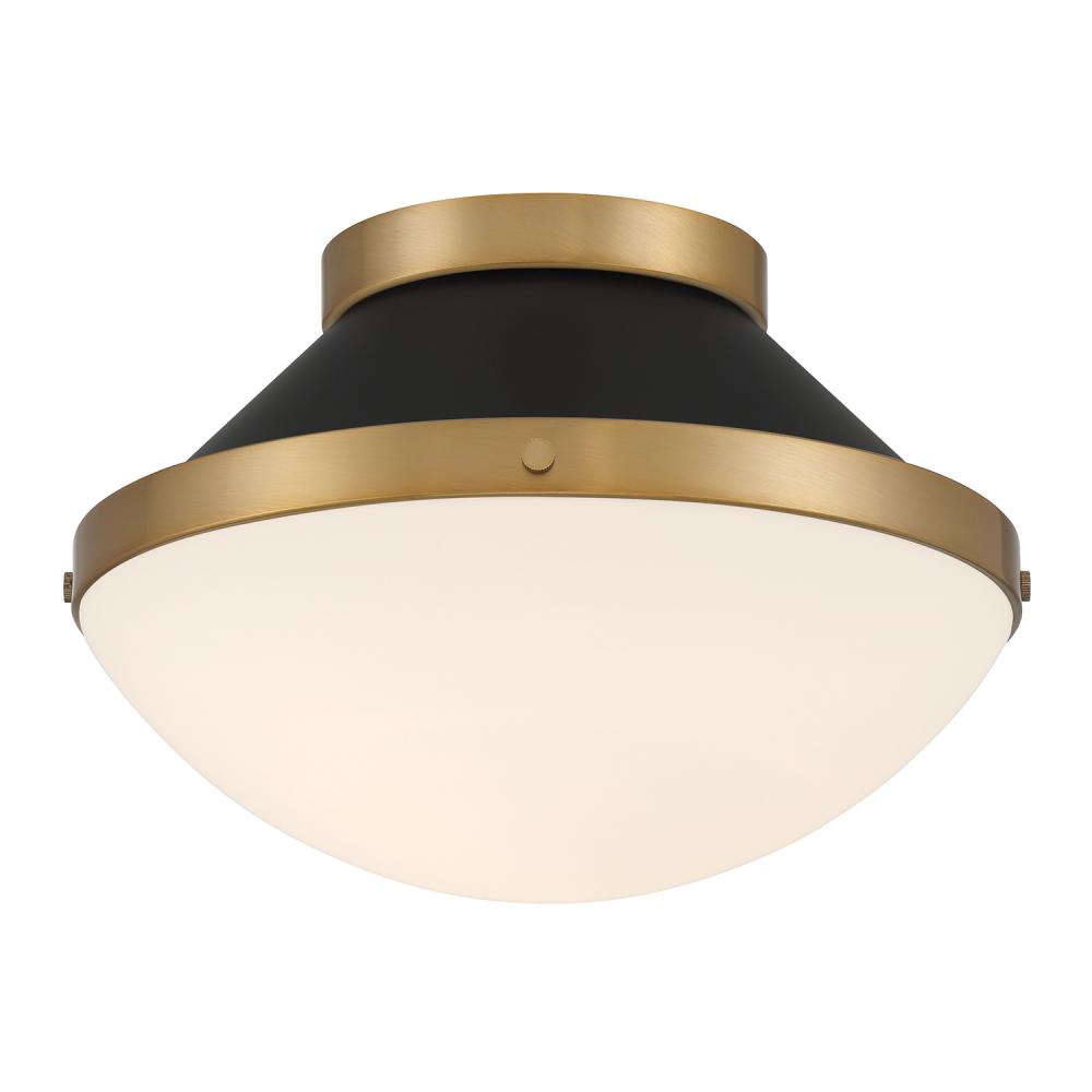 Xander 1 Light Vibrant Gold + Matte Black Flush Mount