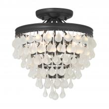 Crystorama 130-MK-FR_CEILING - Calypso 3 Light Crystal Teardrop Matte Black Semi Flush Mount