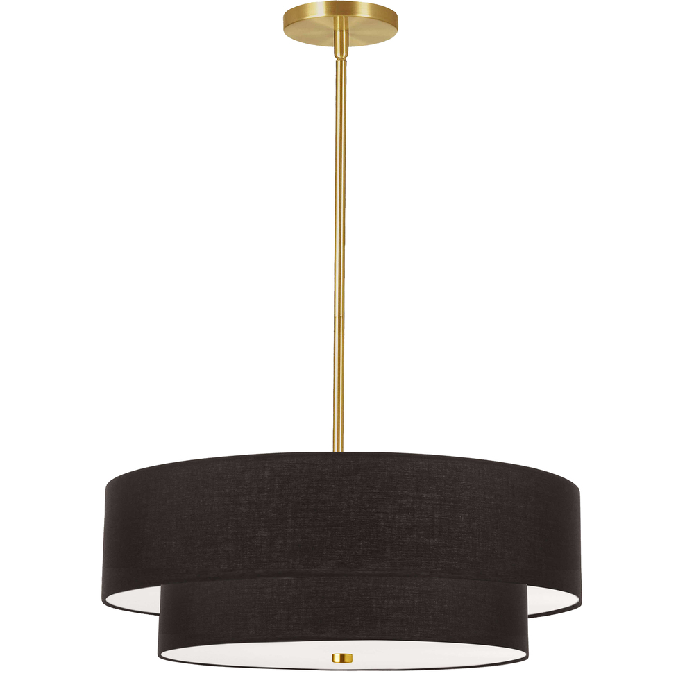 4LT Incand 2 Tier Pendant, AGB w/ BK Shade