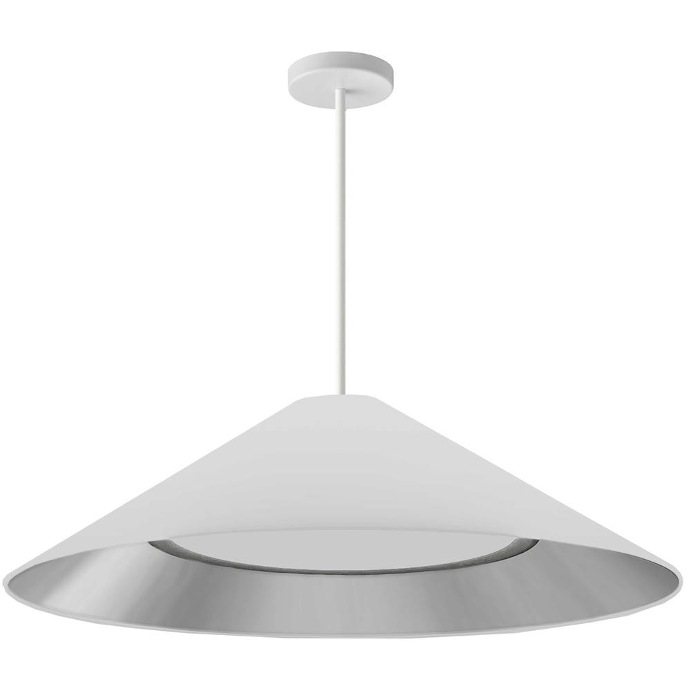 30W Pendant, Matte White w/ Fabric Shade