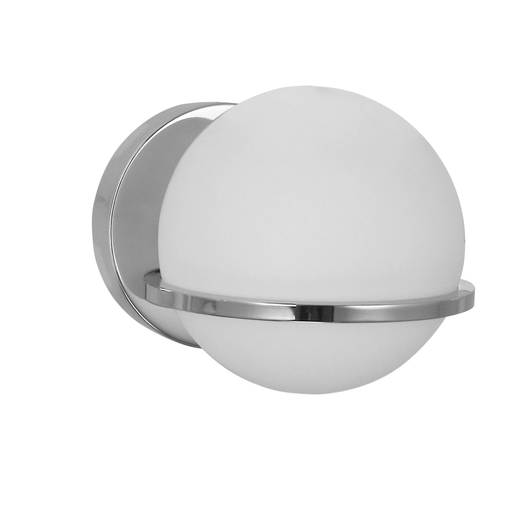 1LT Wall Sconce, PC Finish with White GL