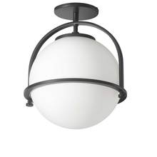 Dainolite PAO-121SF-MB - 1 Light Incandescent Semi-Flush Matte Black with White Opal Glass