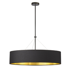 Dainolite PLV-304C-MB-698 - 4LT Incand Chandelier, MB w/ BK/GLD Shade