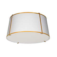 Dainolite TRA-3FH-GLD-WH - 3 Light Trapezoid Flush Mount Gold frame and White Shade w/ 790 Diffuser