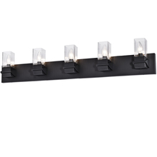 Dainolite VER-405W-MB - 5 Light Incandescent Vanity, Matte Black w/ Clear Glass