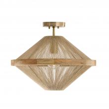 Capital Canada 252812MA - 1-Light Dual Mount Pendant in Matte Brass with Mango Wood and Handwrapped Natural Jute Rope String