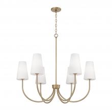 Capital Canada 455261AD-550 - 6-Light Transitional Chandelier in Aged Brass with Tapered Soft White Glass