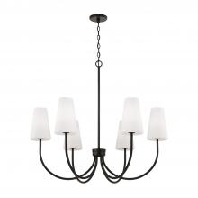 Capital Canada 455261MB-550 - 6-Light Transitional Chandelier in Matte Black with Tapered Soft White Glass