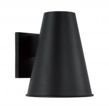 Capital Canada 955112BK - 1-Light Outdoor Night Sky Friendly Cone Wall Lantern in Black with Painted White Interior