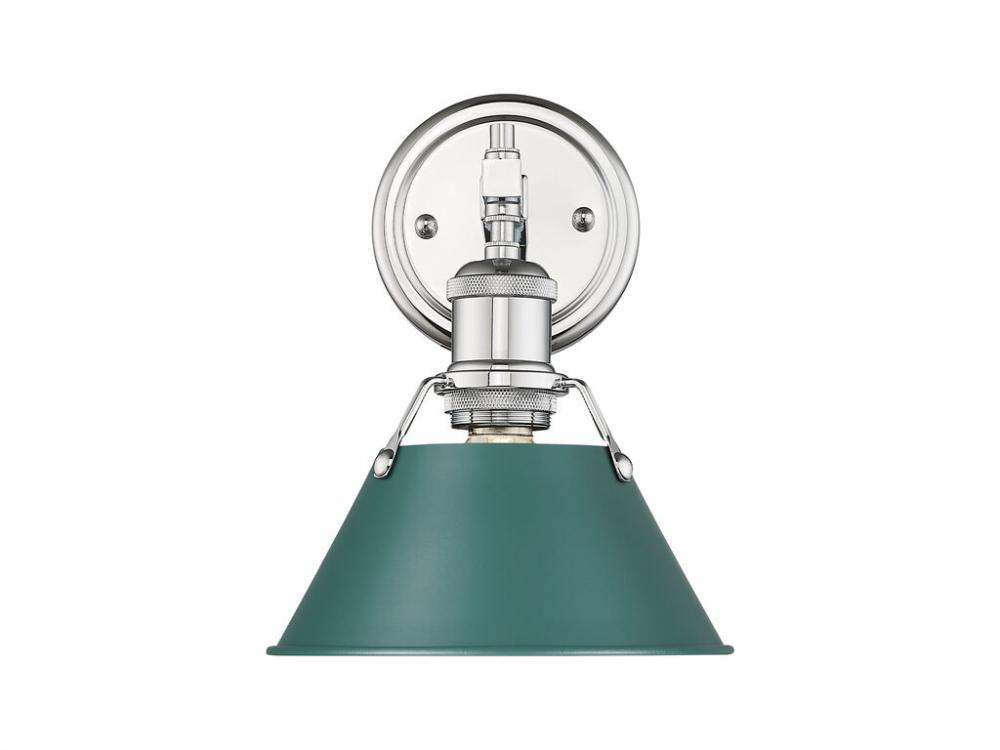 Orwell 1-Light Bath Vanity in Chrome with Pine Green