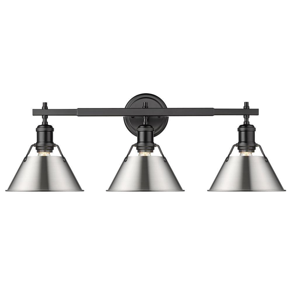 Orwell 3-Light Vanity Light in Matte Black with Pewter