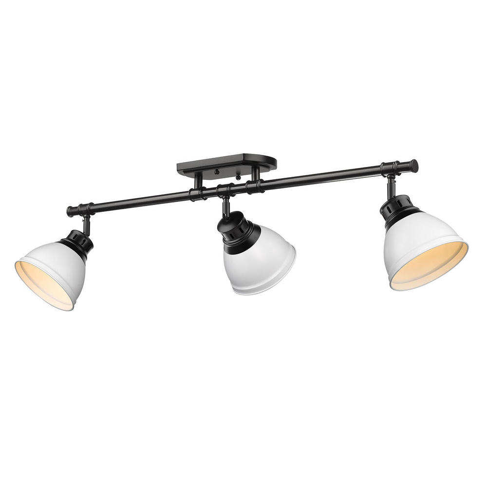 Duncan 3-Light Semi-Flush - Track Light in Matte Black with Matte White