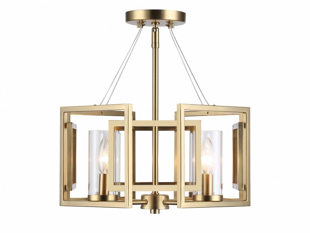 Marco 4-Light Semi-Flush in Brushed Champagne Bronze with Clear Glass