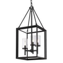 Golden Canada 2073-3P BLK-CLR - Smyth 3 Light Pendant in Matte Black with Clear Glass Shades