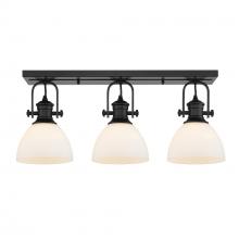 Golden Canada 3118-3SF BLK-OP - Hines 3-Light Semi-Flush in Matte Black with Opal Glass