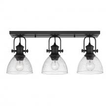 Golden Canada 3118-3SF BLK-SD - Hines 3-Light Semi-Flush in Matte Black with Seeded Glass