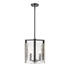 Golden Canada 3164-3P BLK-HWG - Aenon 3 Light Pendant in Matte Black with Hammered Water Glass Shade