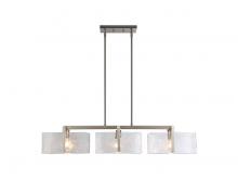 Golden Canada 3164-LP PW-HWG - Aenon 3-Light Linear Pendant in Pewter with Hammered Water Glass