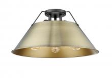 Golden Canada 3306-3FM BLK-AB - Orwell 3-Light Flush Mount in Matte Black with Aged Brass