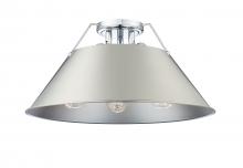 Golden Canada 3306-3FM CH-PW - Orwell 3-Light Flush Mount in Chrome with Pewter