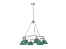 Golden Canada 3306-6 PW-GN - Orwell 6-Light Chandelier in Pewter with Pine Green