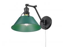 Golden Canada 3306-A1W BLK-GN - Orwell Articulating Wall Sconce in Matte Black with Pine Green