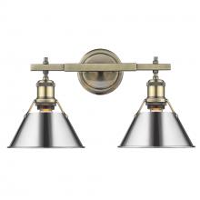 Golden Canada 3306-BA2 AB-CH - Orwell 2-Light Vanity Light in Aged Brass with Chrome