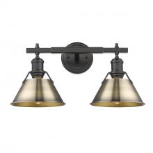 Golden Canada 3306-BA2 BLK-AB - Orwell 2-Light Vanity Light in Matte Black with Aged Brass