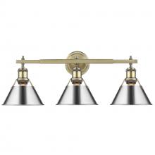 Golden Canada 3306-BA3 AB-CH - Orwell 3-Light Vanity Light in Aged Brass with Chrome