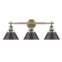 Golden Canada 3306-BA3 AB-RBZ - Orwell 3-Light Vanity Light in Aged Brass with Rubbed Bronze