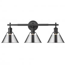 Golden Canada 3306-BA3 BLK-CH - Orwell 3-Light Vanity Light in Matte Black with Chrome