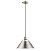 Golden Canada 3306-L AB-PW - Orwell 14" Wide Large Pendant in Aged Brass with Pewter