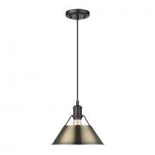 Golden Canada 3306-M BLK-AB - Orwell 10" Wide Medium Pendant in Matte Black with Aged Brass