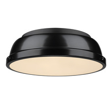 Golden Canada 3602-14 BLK-BK - Duncan 14" Flush Mount in Black with a Black Shade