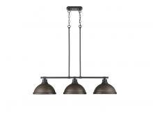 Golden Canada 3602-3LP BLK-RBZ - Duncan 3-Light Linear Pendant in Matte Black with Rubbed Bronze