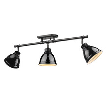 Golden Canada 3602-3SF BLK-BK - Duncan 3 Light Semi-Flush - Track Light in Matte Black with Black Shades